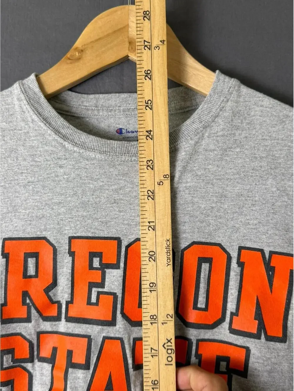 Champion Oregon State Beavers T Shirt Small Gray Heather Orange Big Logo NCAA - Picture 5 of 6